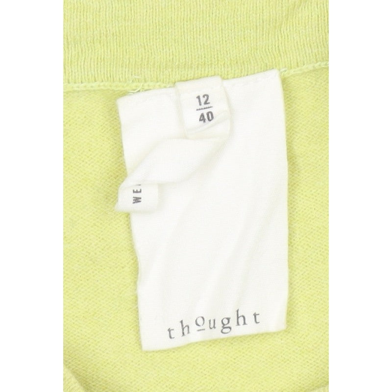 Thought Women Yellow UK 12 Linen Cotton Boat Neck Raglan Jumper