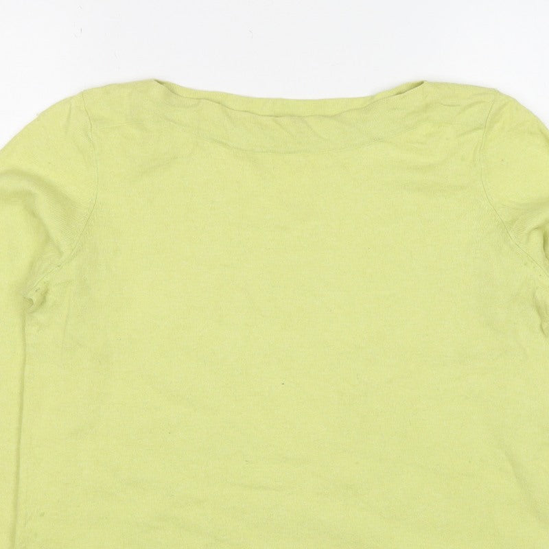 Thought Women Yellow UK 12 Linen Cotton Boat Neck Raglan Jumper