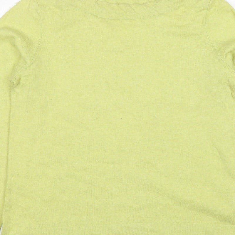 Thought Women Yellow UK 12 Linen Cotton Boat Neck Raglan Jumper