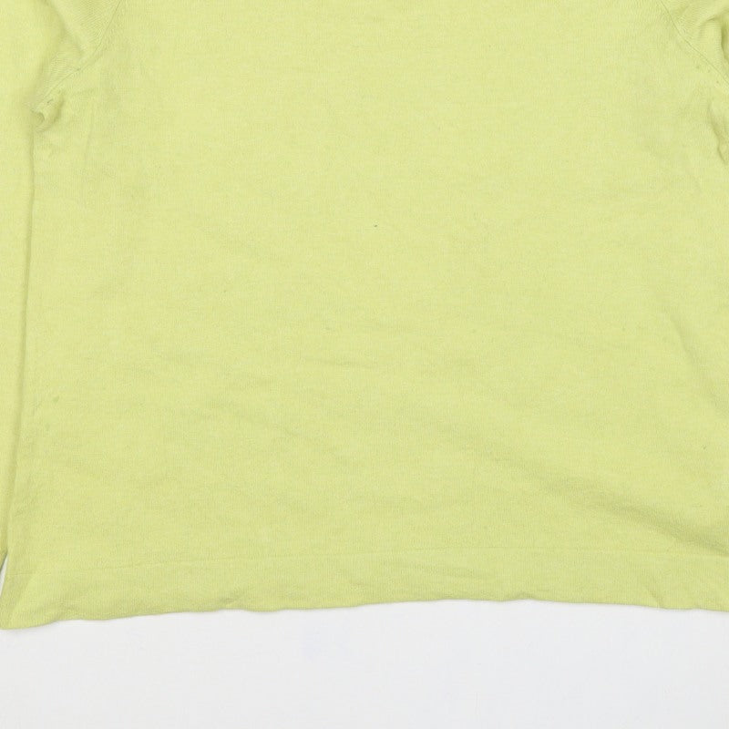 Thought Women Yellow UK 12 Linen Cotton Boat Neck Raglan Jumper