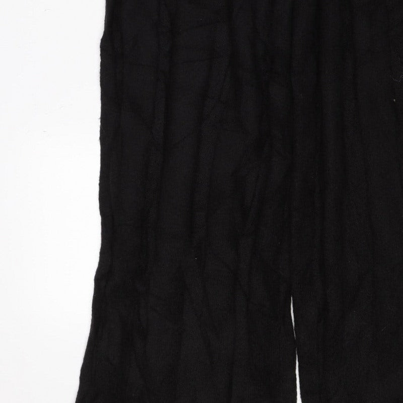 Boohoo Women’s Black UK 14 Wide-Leg Knit Trousers Elastic Waist