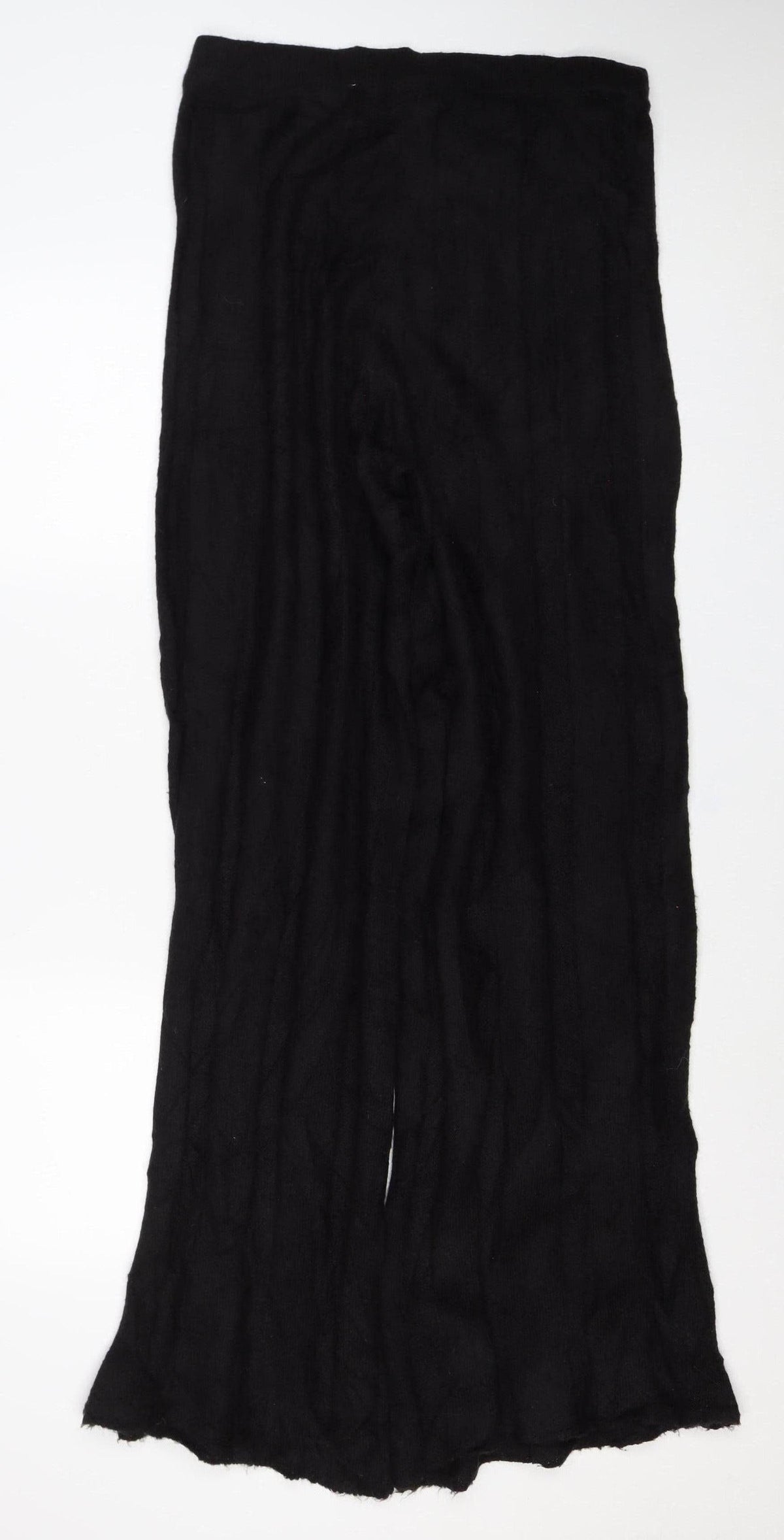 Boohoo Women’s Black UK 14 Wide-Leg Knit Trousers Elastic Waist