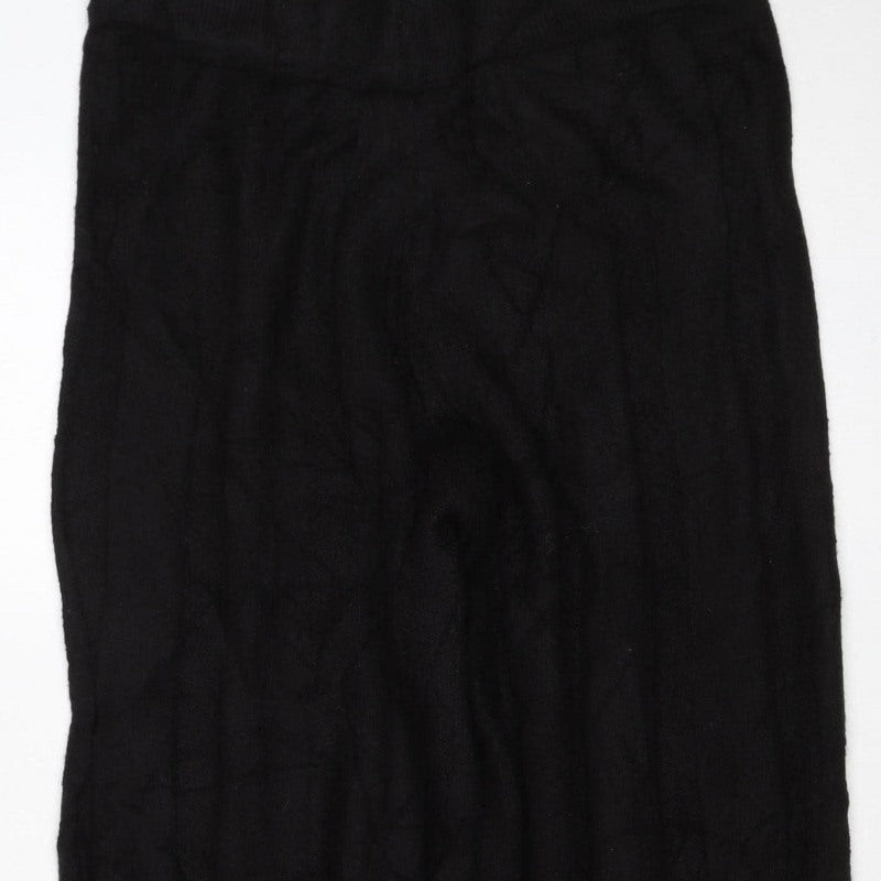 Boohoo Women’s Black UK 14 Wide-Leg Knit Trousers Elastic Waist