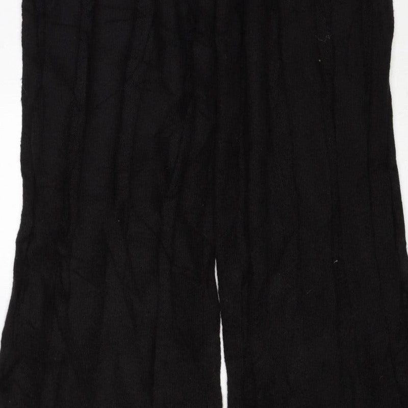 Boohoo Women’s Black UK 14 Wide-Leg Knit Trousers Elastic Waist