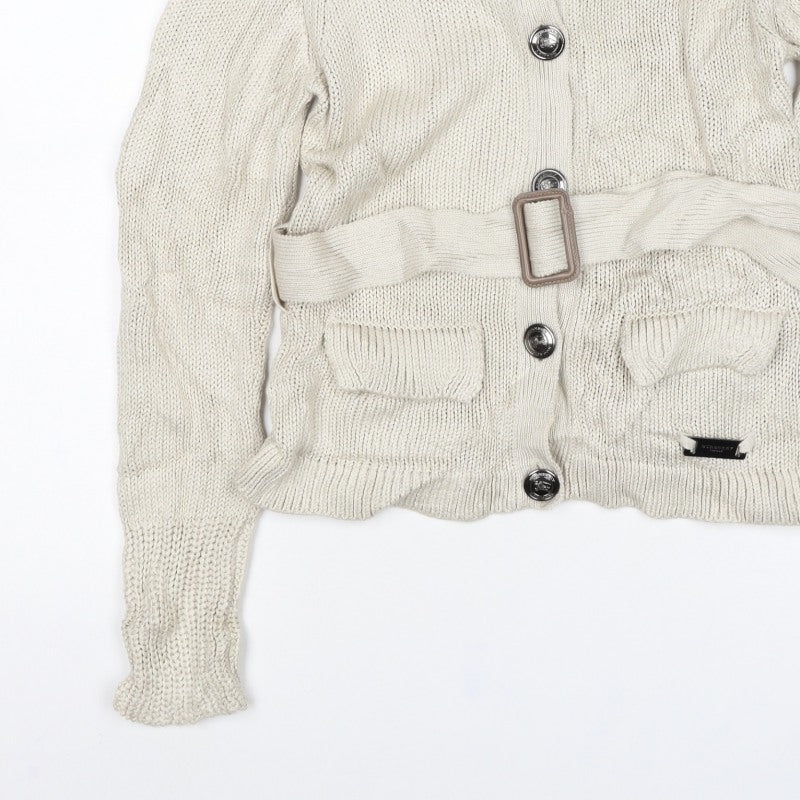 Burberry London Women’s Beige S Belted High Neck Knit Cardigan