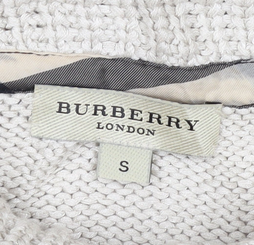 Burberry London Women’s Beige S Belted High Neck Knit Cardigan
