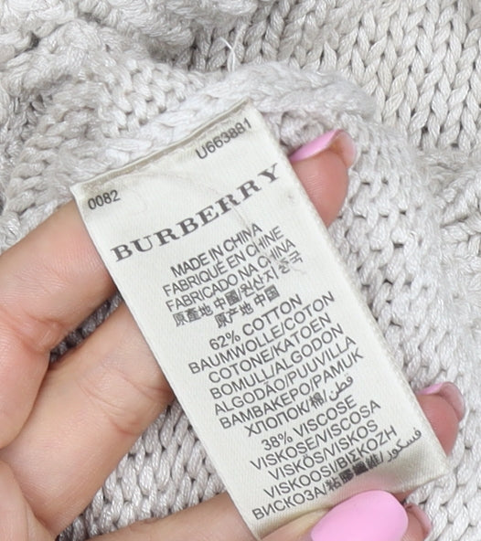 Burberry London Women’s Beige S Belted High Neck Knit Cardigan