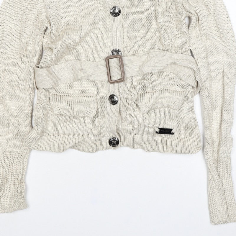 Burberry London Women’s Beige S Belted High Neck Knit Cardigan