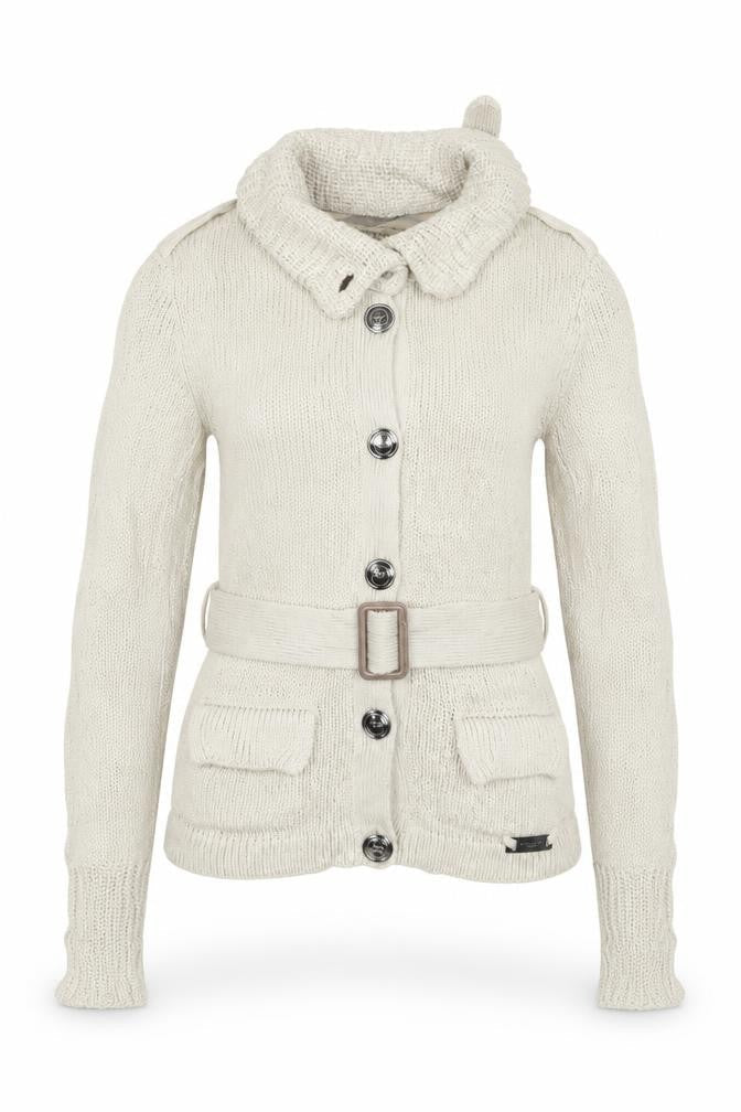 Burberry London Women’s Beige S Belted High Neck Knit Cardigan