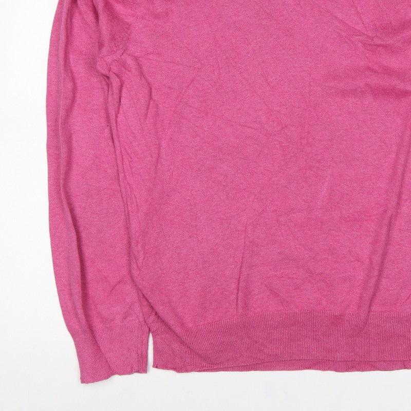 GANT Men’s Pink 2XL Cotton V-Neck Logo Pullover Jumper
