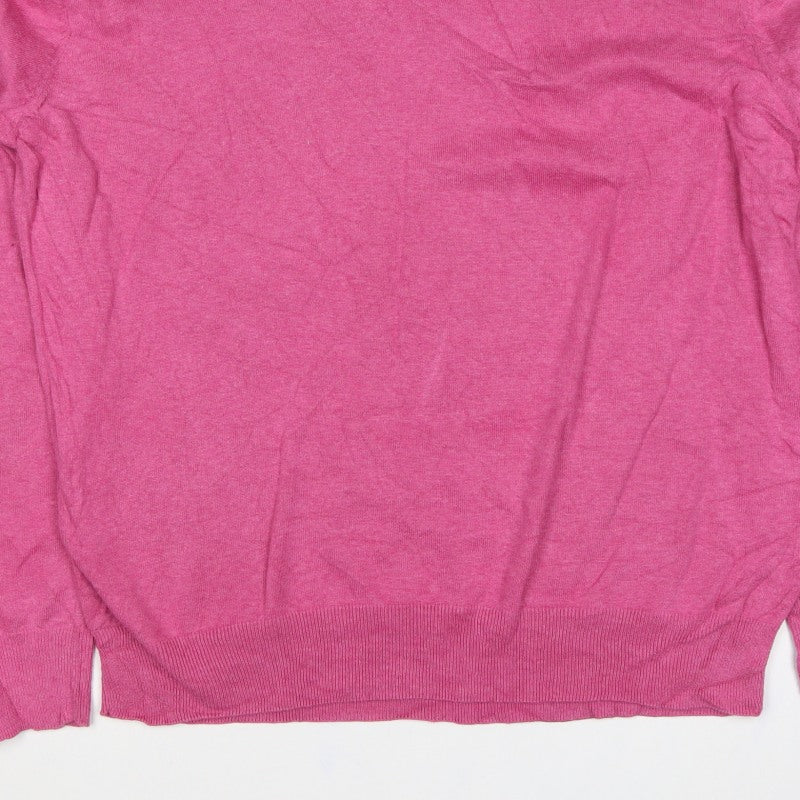 GANT Men’s Pink 2XL Cotton V-Neck Logo Pullover Jumper