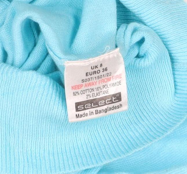 Select Women Blue UK 8 V-Neck Button Knit Cardigan