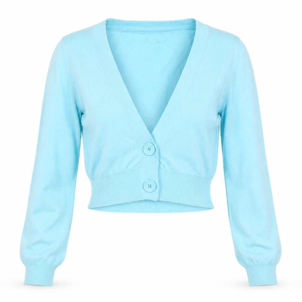 Select Women Blue UK 8 V-Neck Button Knit Cardigan