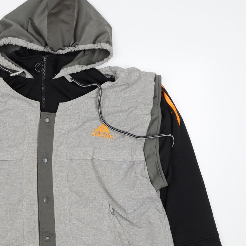 Adidas Men’s Grey Orange Hooded Full Zip Jacket M Sports