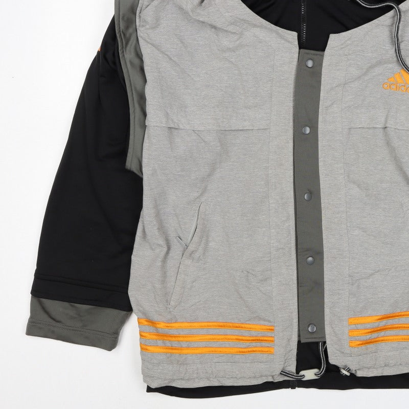 Adidas Men’s Grey Orange Hooded Full Zip Jacket M Sports