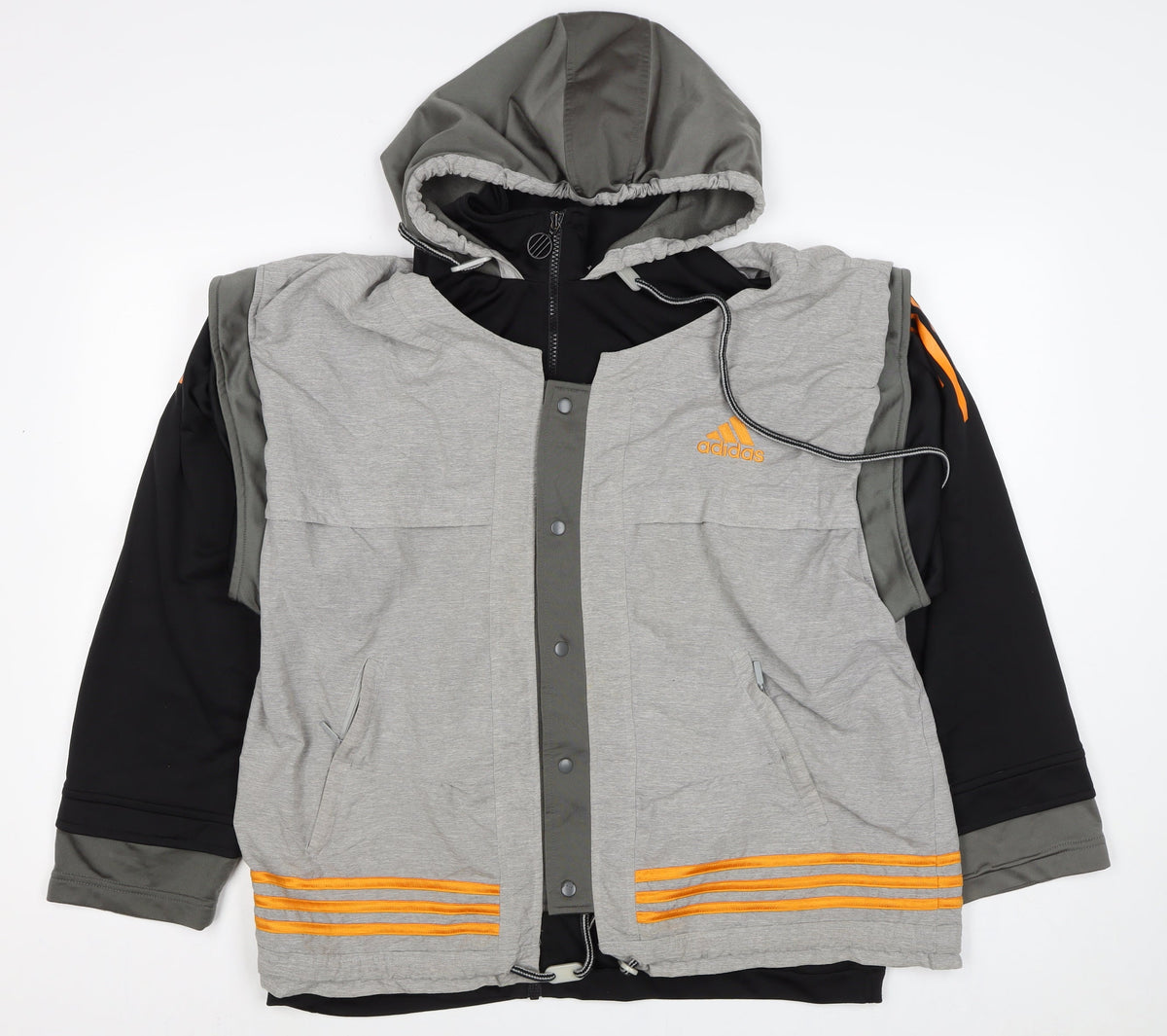 Adidas Men’s Grey Orange Hooded Full Zip Jacket M Sports