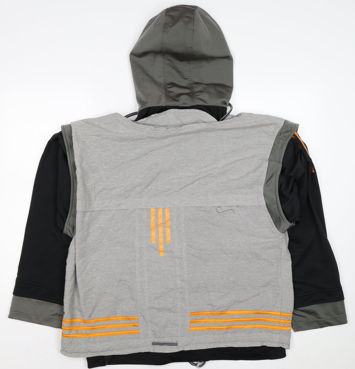 Adidas Men’s Grey Orange Hooded Full Zip Jacket M Sports