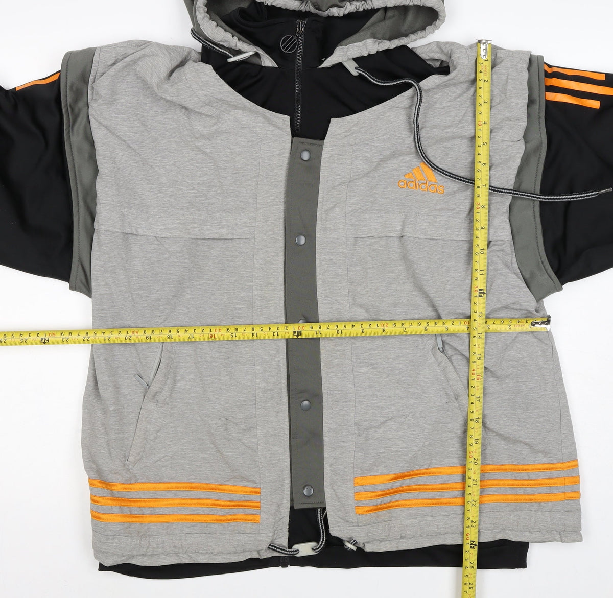 Adidas Men’s Grey Orange Hooded Full Zip Jacket M Sports