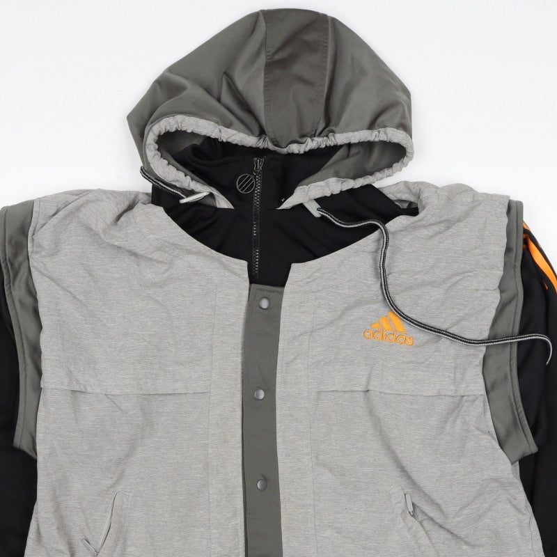 Adidas Men’s Grey Orange Hooded Full Zip Jacket M Sports