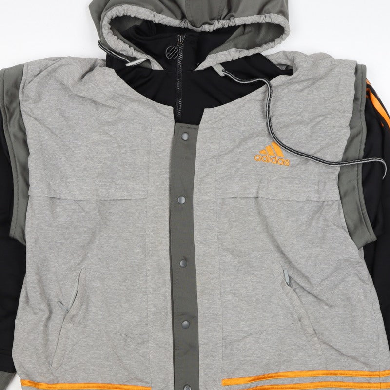 Adidas Men’s Grey Orange Hooded Full Zip Jacket M Sports