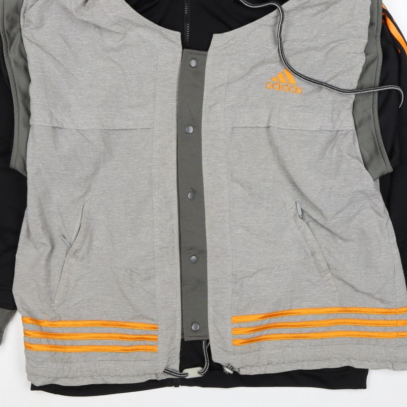 Adidas Men’s Grey Orange Hooded Full Zip Jacket M Sports