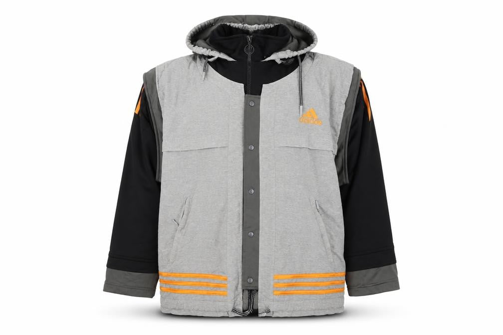 Adidas Men’s Grey Orange Hooded Full Zip Jacket M Sports