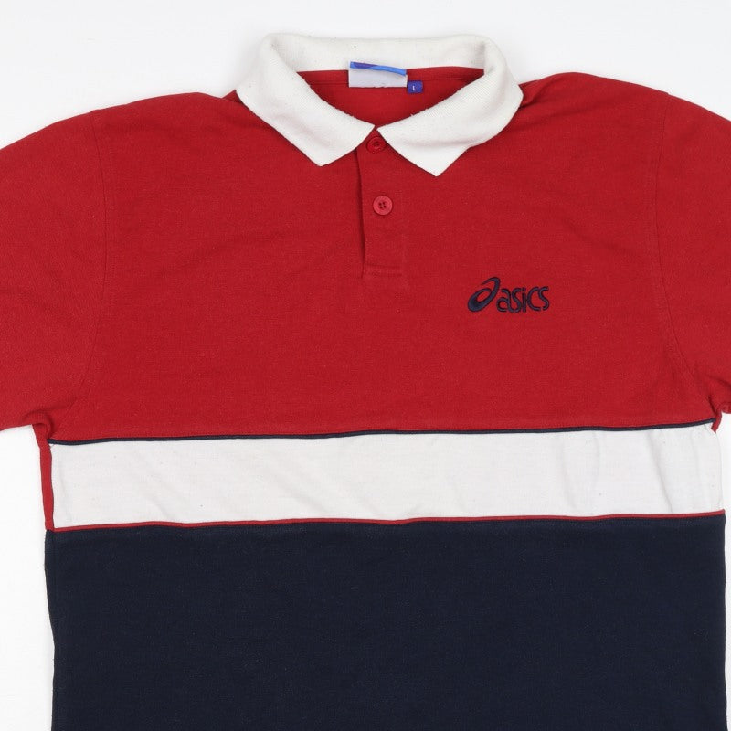 Asics Men’s Multicoloured L Colourblock Short Sleeve Polo Shirt