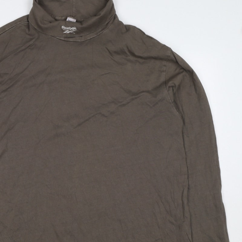 Reebok Men’s Brown L High Neck Logo Pullover Sweatshirt