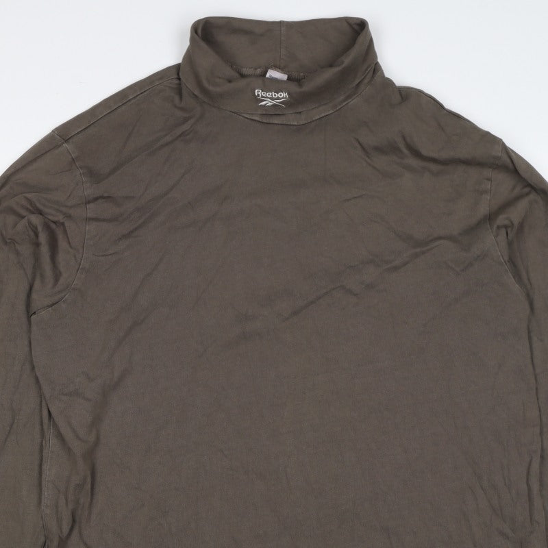 Reebok Men’s Brown L High Neck Logo Pullover Sweatshirt