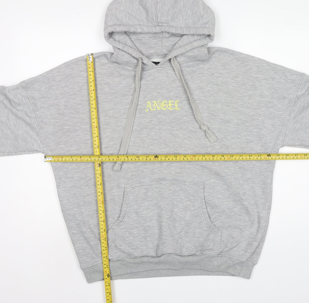Motel Women's Grey XS Angel Embroidered Cotton Pullover Hoodie