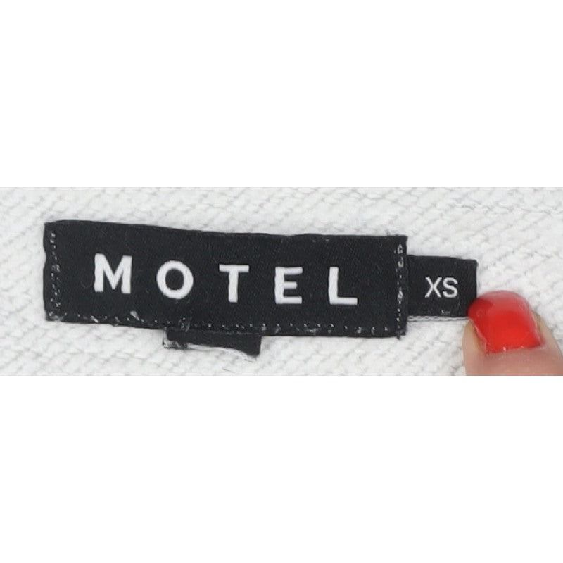 Motel Women's Grey XS Angel Embroidered Cotton Pullover Hoodie