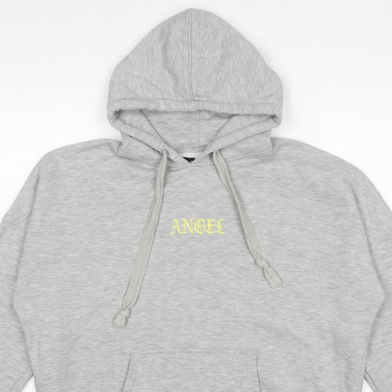 Motel Women's Grey XS Angel Embroidered Cotton Pullover Hoodie