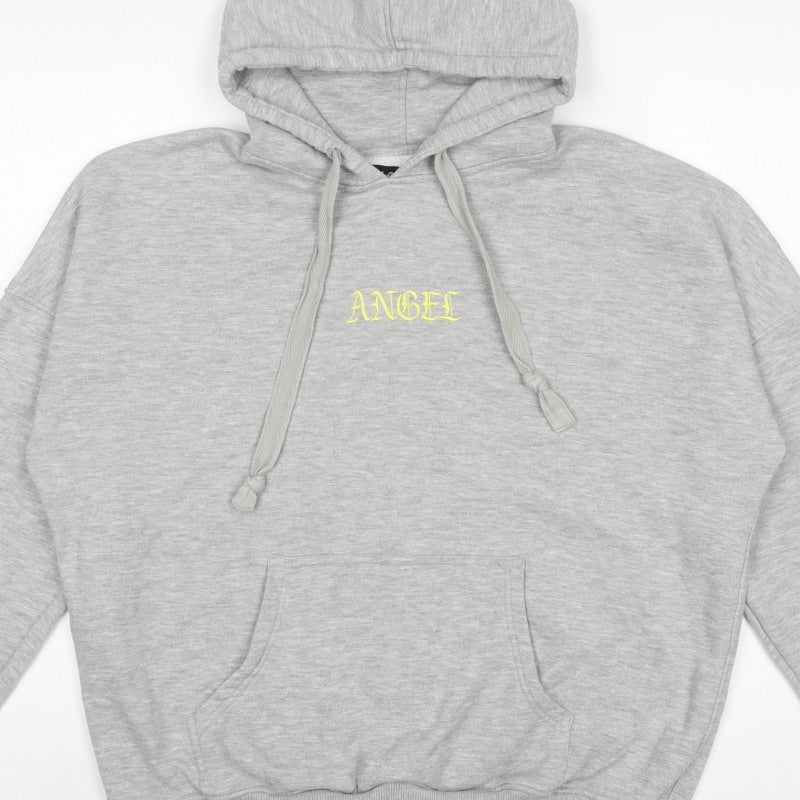Motel Women's Grey XS Angel Embroidered Cotton Pullover Hoodie