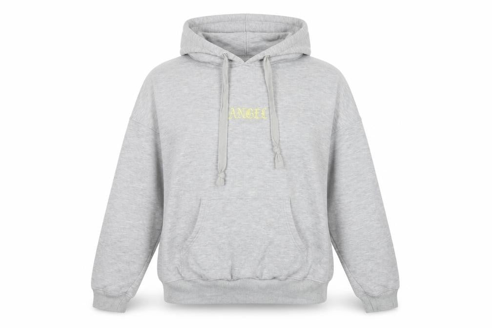 Motel Women's Grey XS Angel Embroidered Cotton Pullover Hoodie