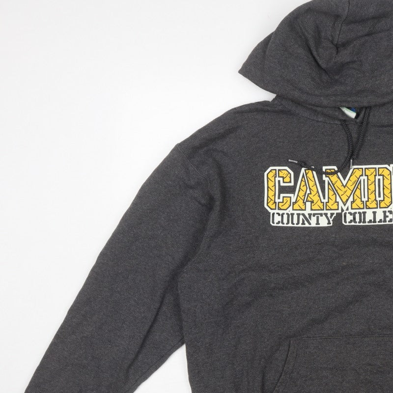 Champion Men Grey L Pullover Hoodie Camden County College Graphic
