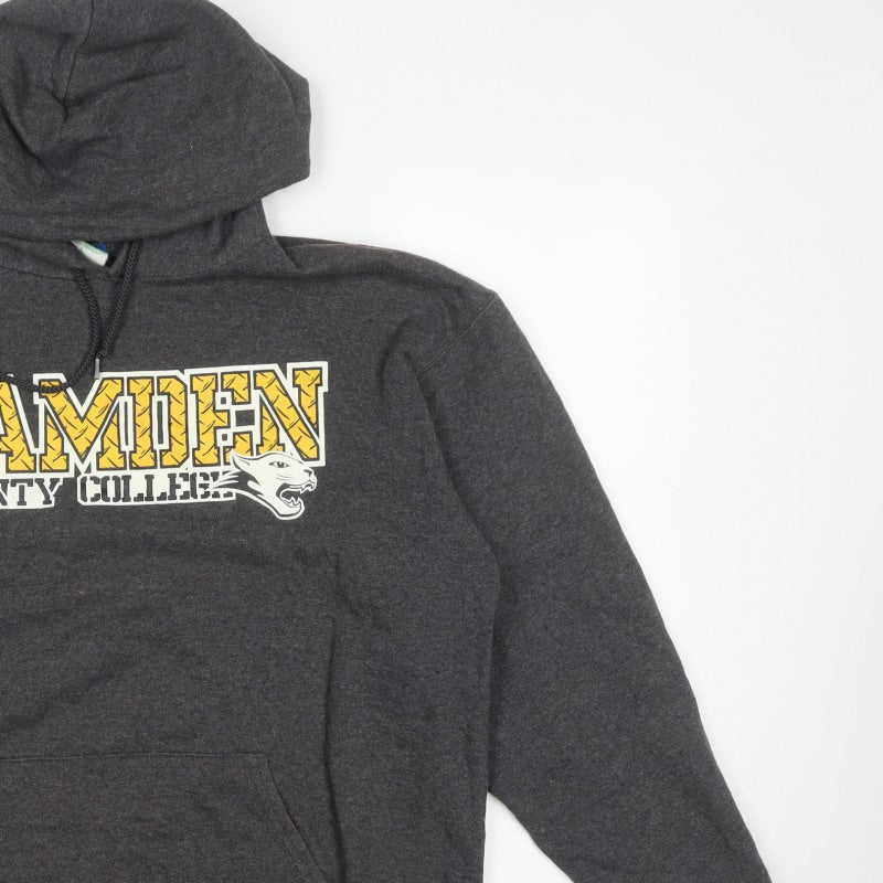 Champion Men Grey L Pullover Hoodie Camden County College Graphic
