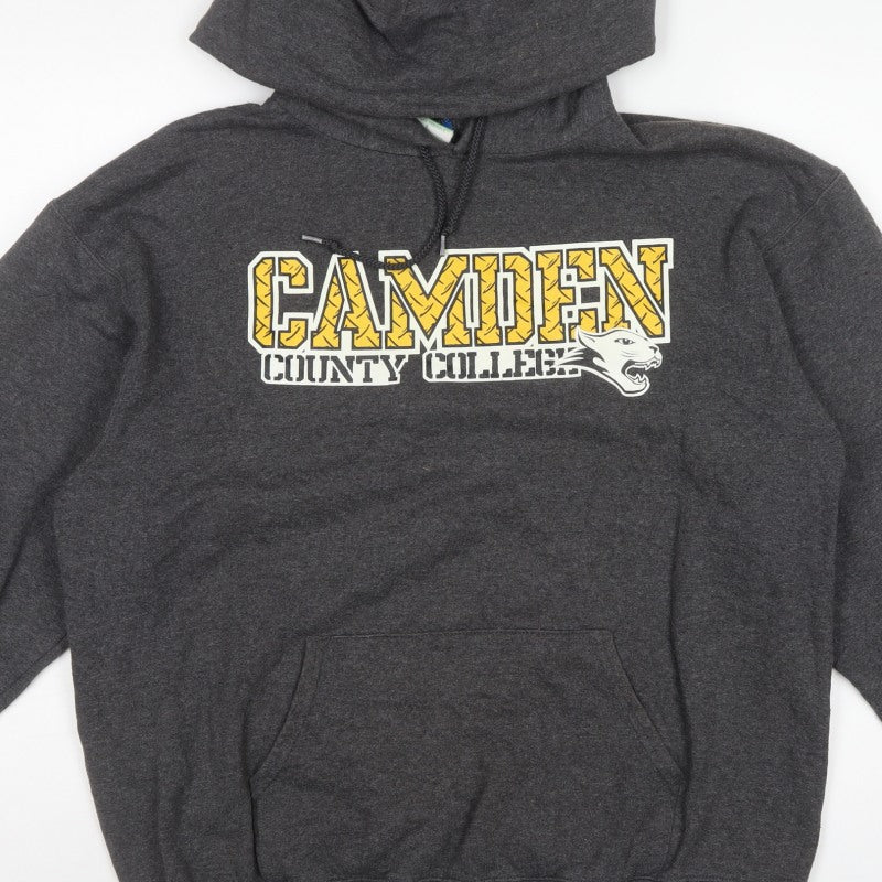 Champion Men Grey L Pullover Hoodie Camden County College Graphic
