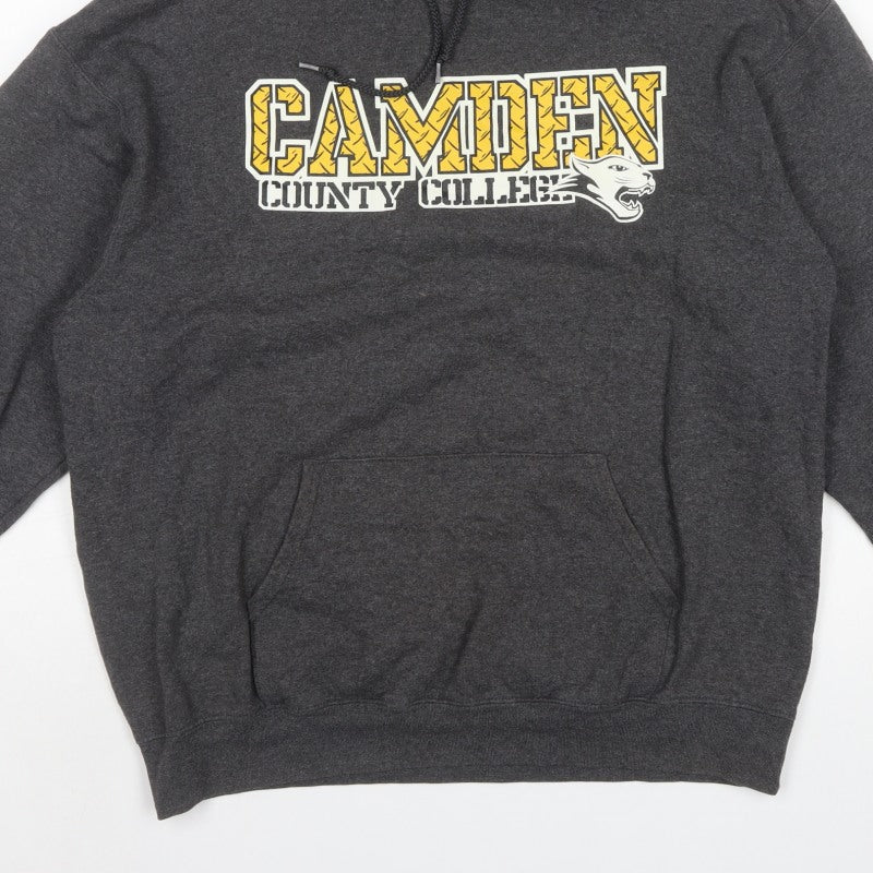 Champion Men Grey L Pullover Hoodie Camden County College Graphic