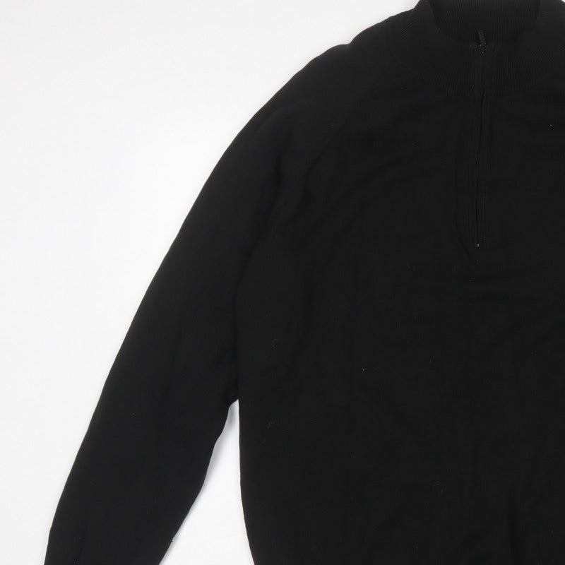Dunlop Men's Black 2XL 1/4 Zip High Neck Cotton Lined Jumper