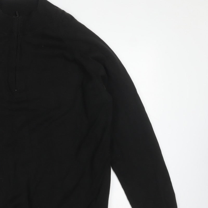 Dunlop Men's Black 2XL 1/4 Zip High Neck Cotton Lined Jumper