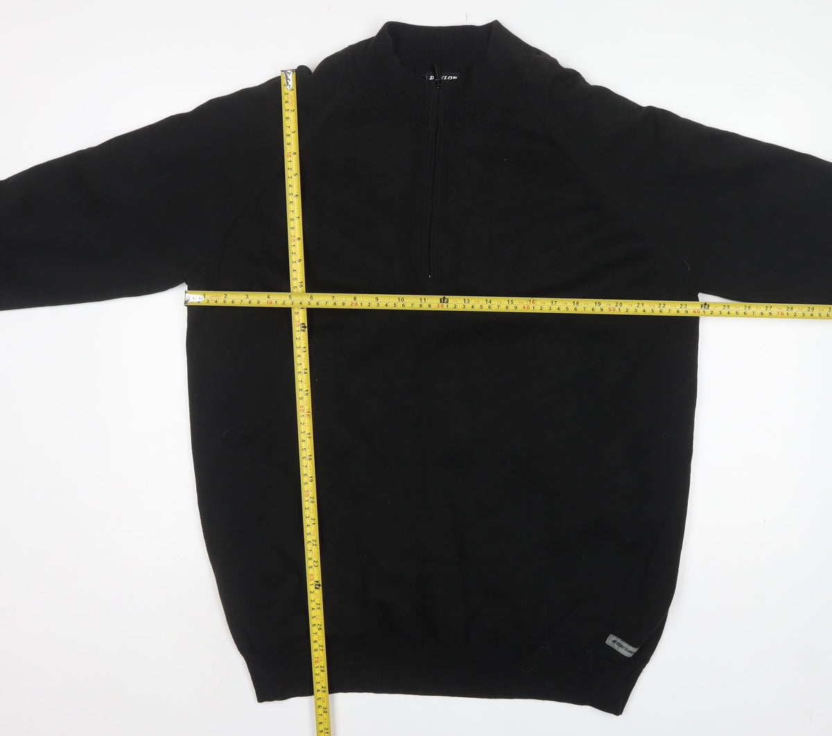 Dunlop Men's Black 2XL 1/4 Zip High Neck Cotton Lined Jumper