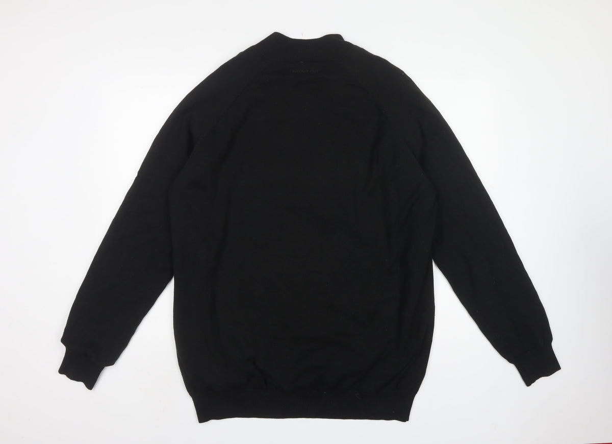 Dunlop Men's Black 2XL 1/4 Zip High Neck Cotton Lined Jumper