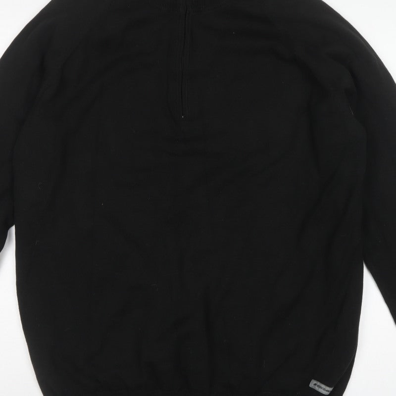 Dunlop Men's Black 2XL 1/4 Zip High Neck Cotton Lined Jumper