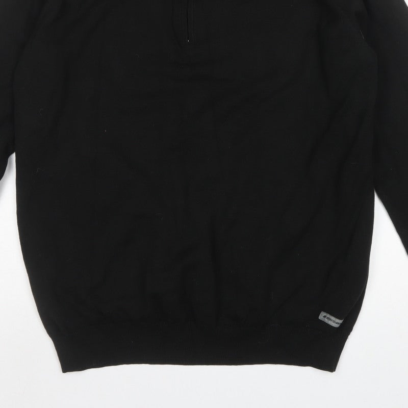 Dunlop Men's Black 2XL 1/4 Zip High Neck Cotton Lined Jumper