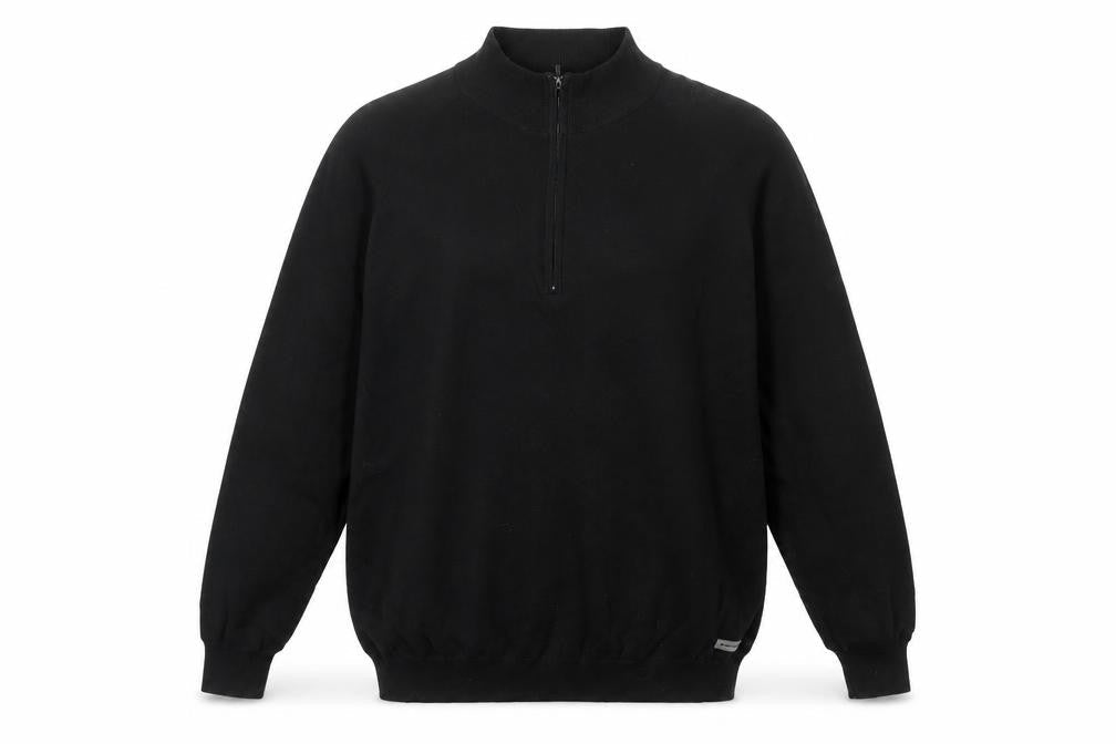 Dunlop Men's Black 2XL 1/4 Zip High Neck Cotton Lined Jumper