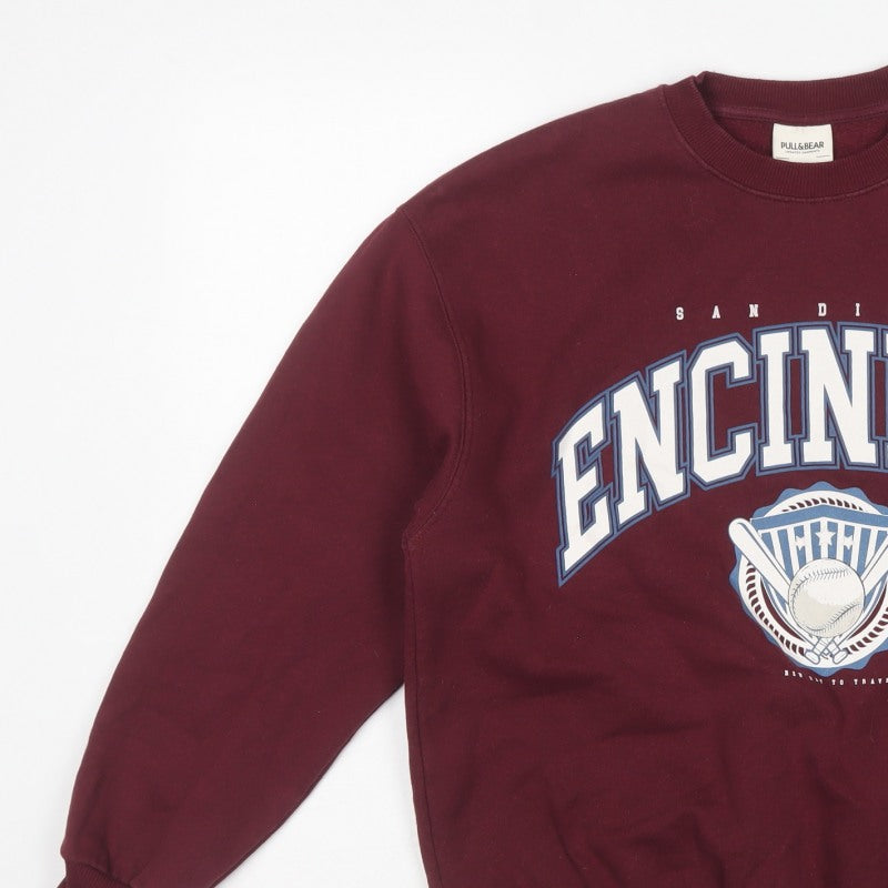 Pull&Bear Women Red S San Diego Baseball Graphic Sweatshirt