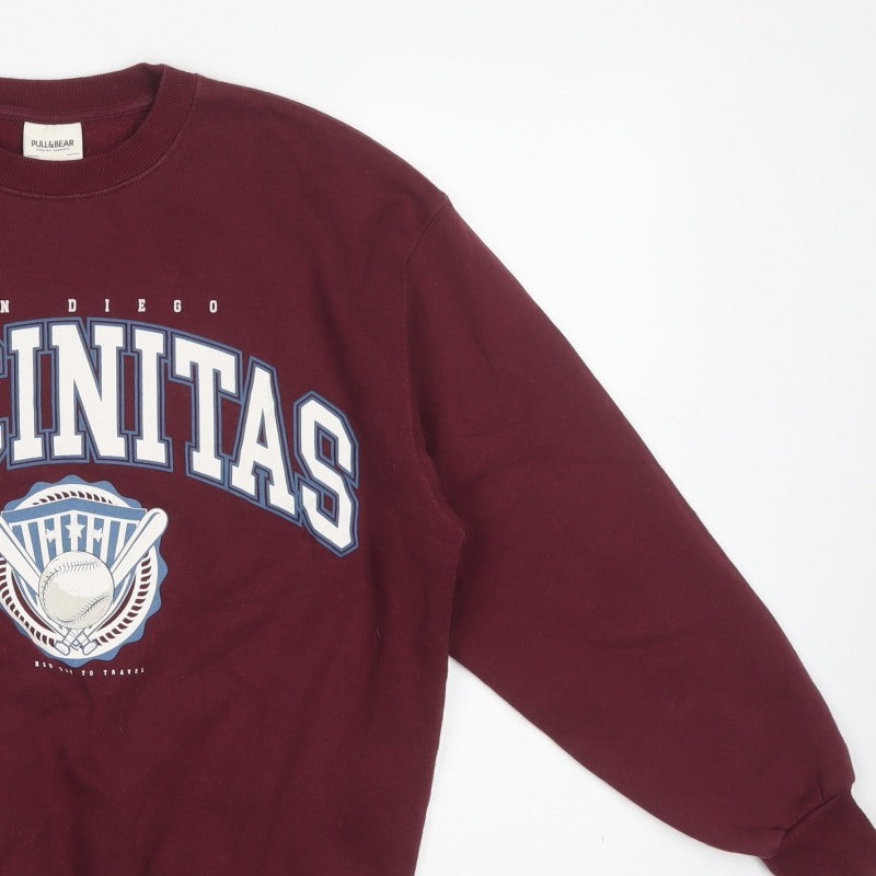 Pull&Bear Women Red S San Diego Baseball Graphic Sweatshirt