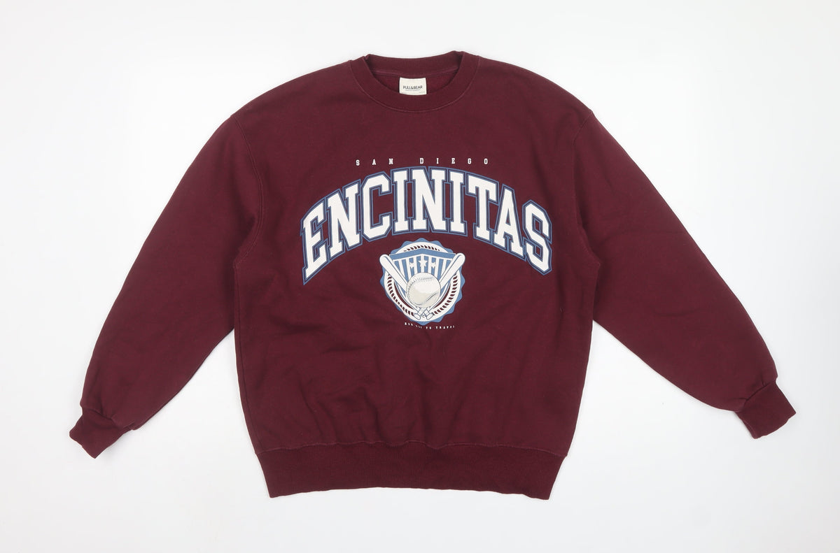 Pull&Bear Women Red S San Diego Baseball Graphic Sweatshirt