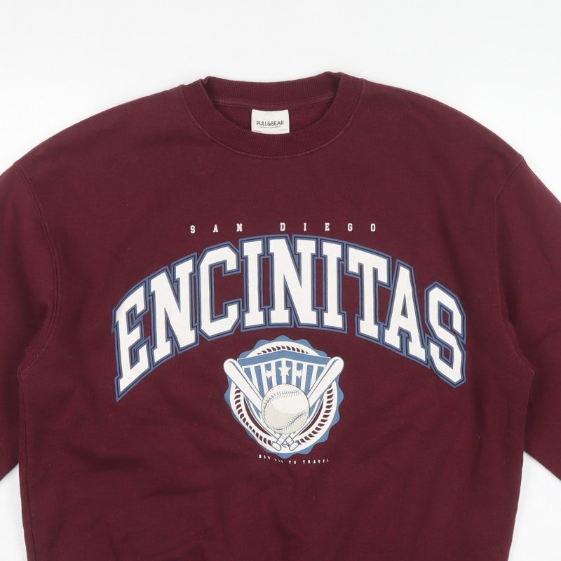 Pull&Bear Women Red S San Diego Baseball Graphic Sweatshirt