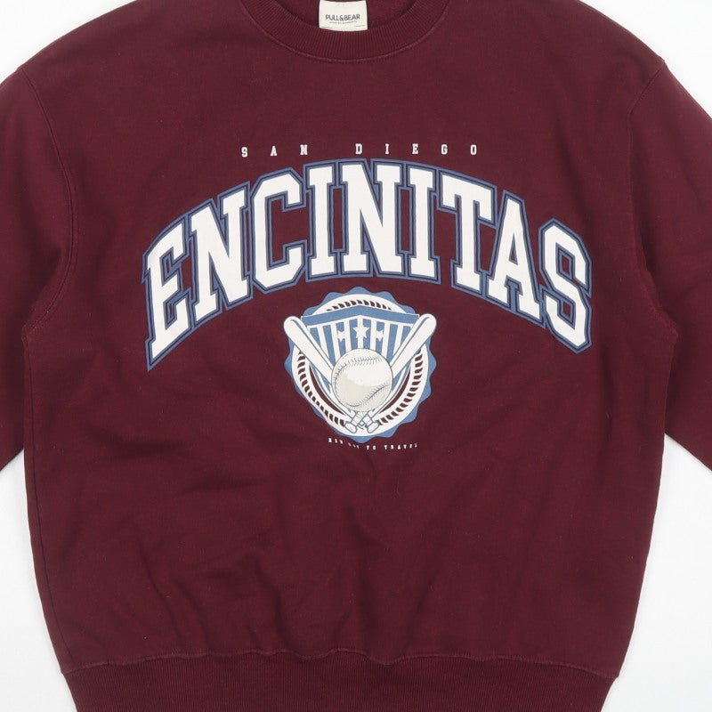 Pull&Bear Women Red S San Diego Baseball Graphic Sweatshirt